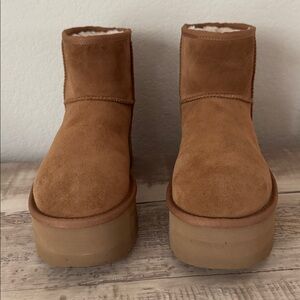 UGG Chestnut Suede Platform Boots